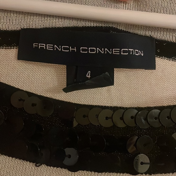 Sequins Black and White Striped French Connection Dress - Picture 3 of 5